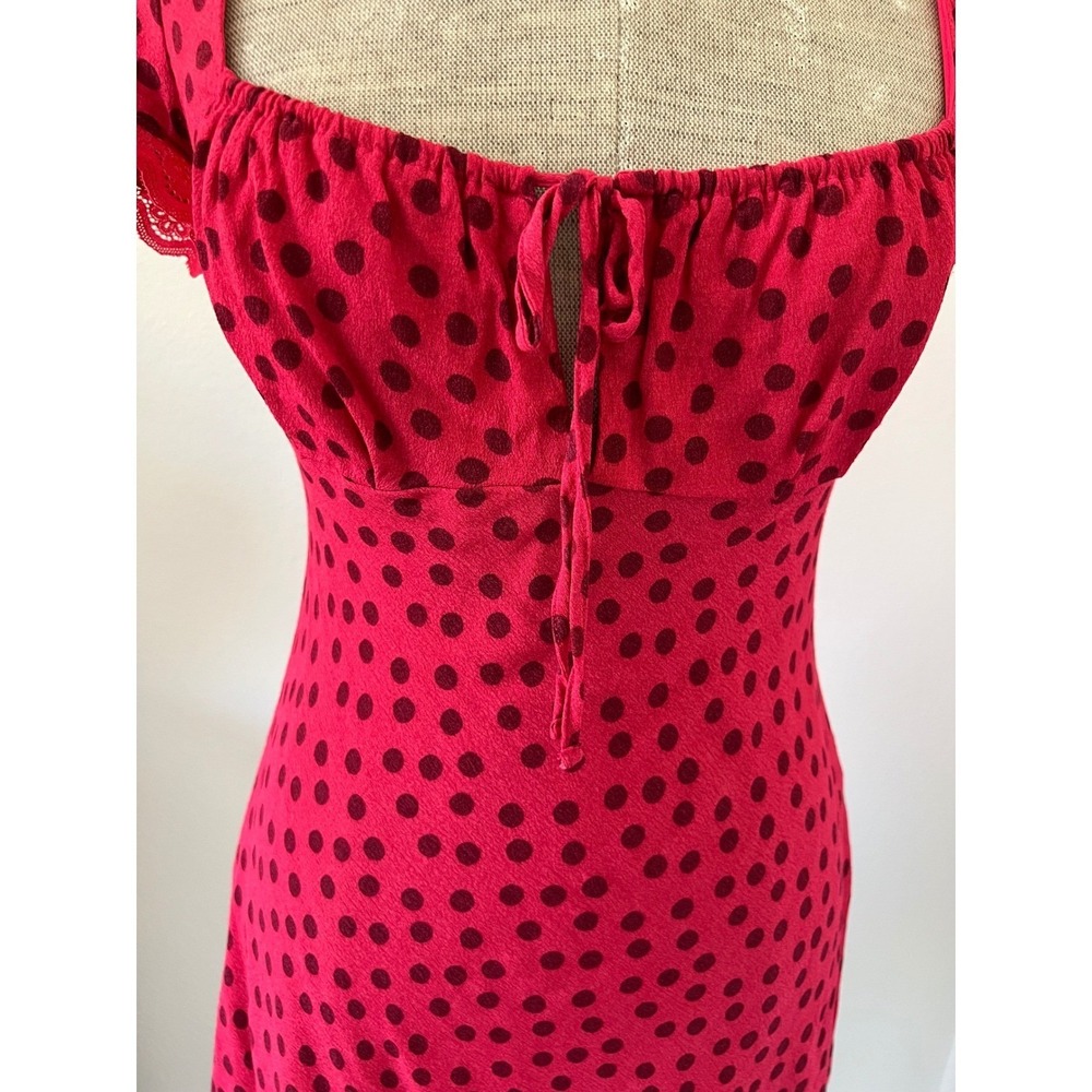 Kimchi Blue Red Polka Dot Milkmaid Mini Dress Short Sleeve OB2144183 Small - Picture 15 of 15